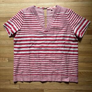 Anthropologie 100% linen Vilagallo‎ women's top 42 Lagenlook Strips Minimalist